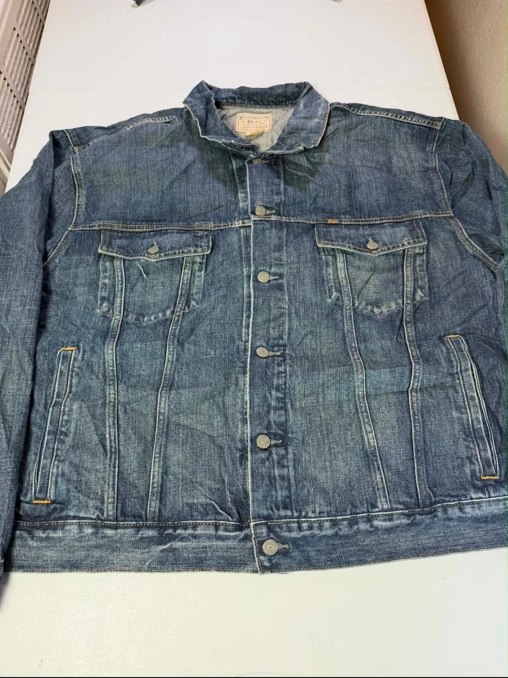 New Polo Ralph Lauren Blue Core Replen Long Sleeve Collared Trucker Jacket 4XB